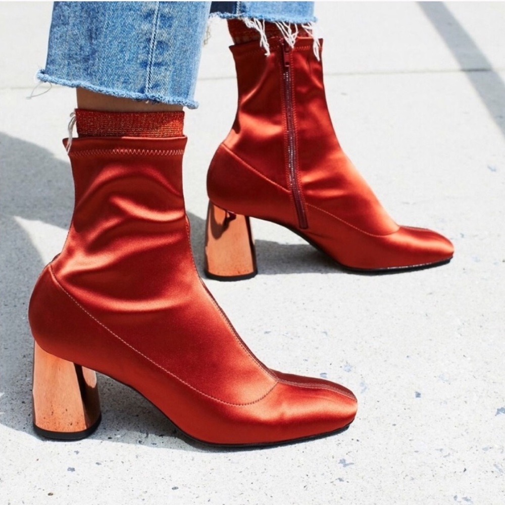 Free People Shiny Copper Heeled Boots